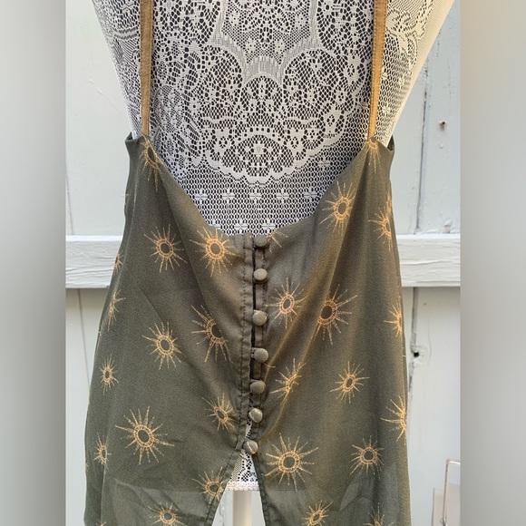 FREE PEOPLE Printed Halter Green and Gold Blouse - Picture 4 of 5
